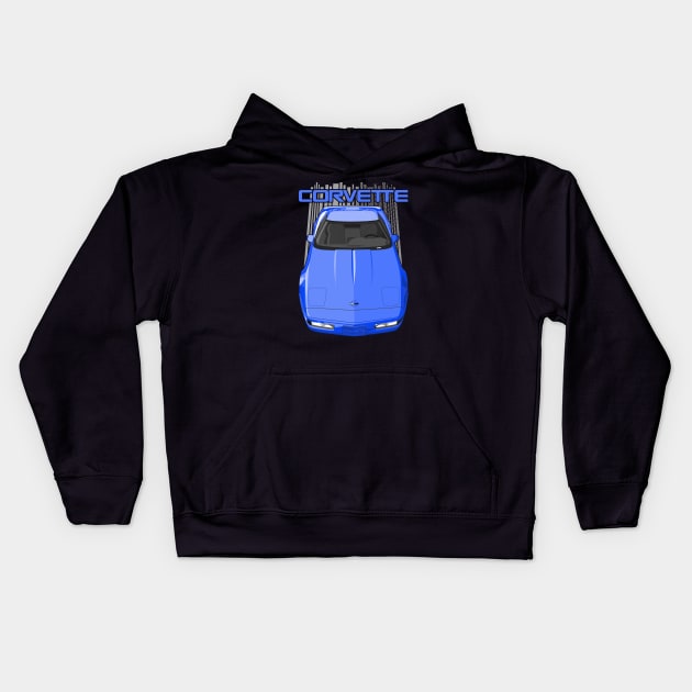 Corvette C4-blue Kids Hoodie by V8social